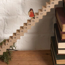 16" Wooden Santa Staircase Advent Calendar – Christmas Countdown Decor, Compatible with Home Table Decor