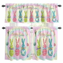 Easter Kitchen Curtains and Valances Set Spring Green Pink