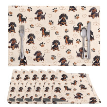 Set de sets de table 6 pièces avec motif de patte de teckel et cœur, 30 x 45 cm (thermostat 6),