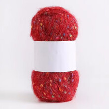 100g Colorful Dots Mohair Yarns Soft Thread DIY Hand Knitted Crochet Woven for Scarf Shawl Crafts,Red