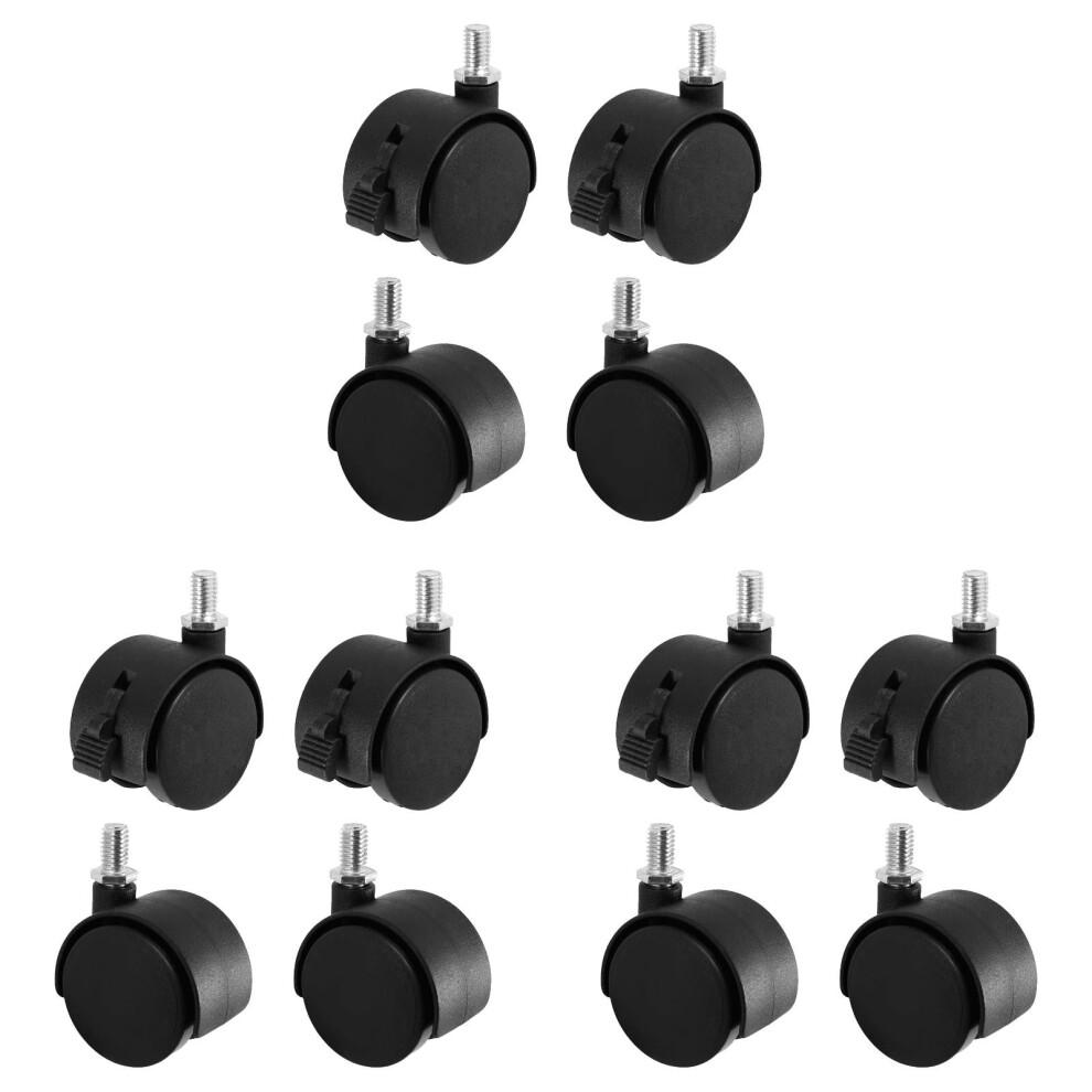 12 Pcs 1.6 Inch Swivel Stem Caster Wheels Replacement Casters, Stem Caster Wheels, Chair Wheels Twin Caster Wheels With Locking Brake 9422877505456