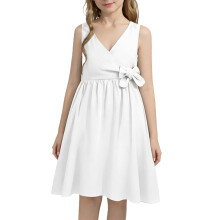 Rochie de vară pentru fete, fără mâneci, cu guler rotund, de prințesă