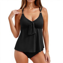 Women's Tankini Two-Piece Swimwear with Tie-Side Design