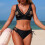 Women's two-piece swimsuit with embroidered palm tree 1