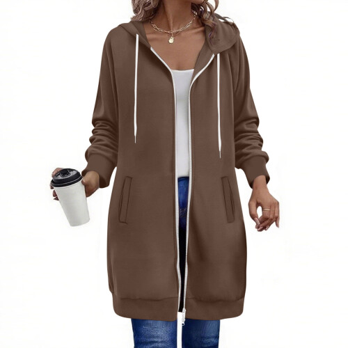 Damen-Kapuzenpullover, einfarbig, langärmelig, biegsam