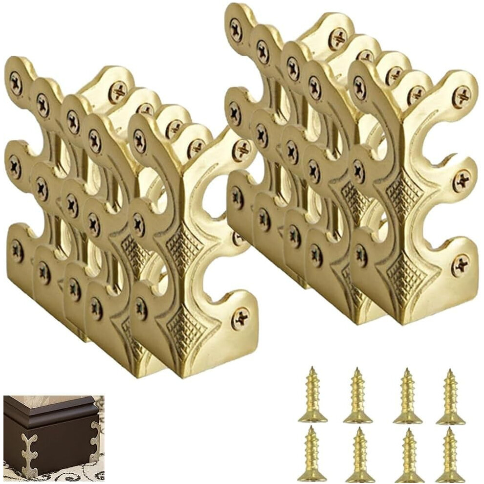 Vintage Solid Brass Baseboard Corner Protectors – Decorative Metal Edge Guards for Furniture & Cabinets, compatible with standard baseboards
