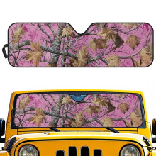 Pink Camo Windshield Sun Shade for Rubicon/Sahara/TJ/JK/JKU 2&4 Door – 16.14"x52.95", UV-Blocking, Keeps Car Cool