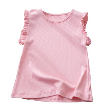Girls Big Kids Casual Cute Solid Color Flutter Sleeve Round Neck Tank Top