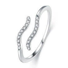 CHIC & ARTSY 925 Sterling Silver Rings Statement Rings with Cubic Zirconia Comfort Fit Stacking Dainty Adjustable Rings Wedding Ring for Women
