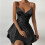 Women's V-Neck Spaghetti Strap Summer Dress Solid Color 8