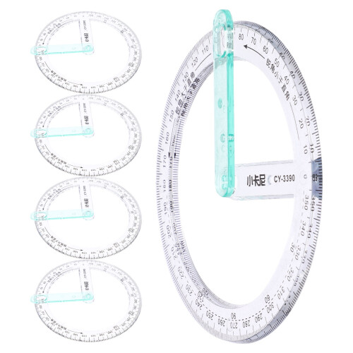 5 Pcs Mini Protractor Large Circle Degree Round Ruler