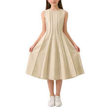 Girls Sleeveless Strappy Dress with Waist Definition for Casual and Comfortable Style