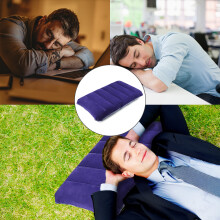 Inflatable Camping Travel Pillow 46x30x9cm Flocked Fabric Lightweight