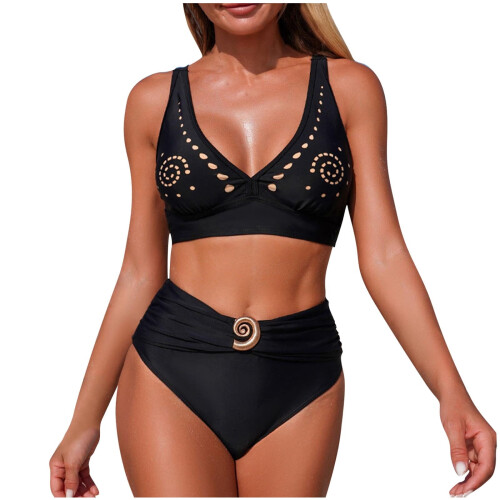Dames tweedelig badpak, effen, slim fit, surfset 1