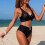 Dames tweedelig badpak, effen, slim fit, surfset 4
