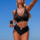 Dames tweedelig badpak, effen, slim fit, surfset 7