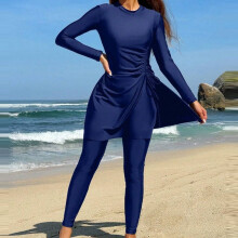 Women's long sleeve one-piece swimsuit with built-in bra