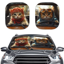 Cool Cat 2-Pack Car Sunshade for Front Windshield – Anti-UV, UV Protection, Compatible with Most Cars