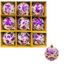 9pcs 3.15" Hand-Painted Glitter Christmas Tree Ball Ornaments, Shatterproof Plastic Baubles for Home, Party, Wedding