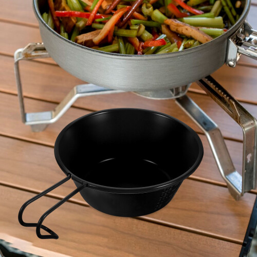 Ergonomisk campingskål i rustfrit stål, sort, 1-pak 2