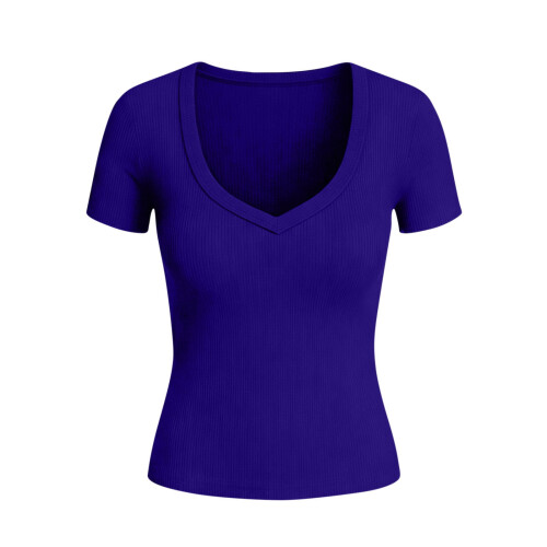 Women's V-Neck Stretch Pullover Top Casual Comfortable