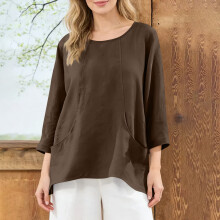 Dames zomervest met lange mouwen en ronde hals, effen kleur