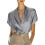 Blazer uni pour femme à revers cranté et manches courtes 2