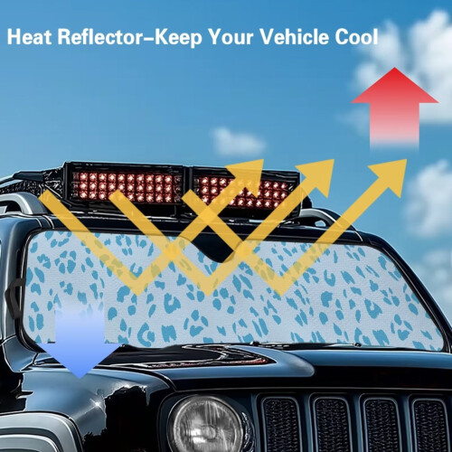Blue Leopard Windshield Sun Shade for Jeep Wrangler TJ JK 2