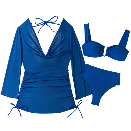 Damen-Bikini-Set mit hohem Bund und passendem Überwurf