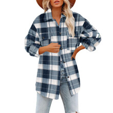 Surchemise oversize en flanelle à carreaux pour femme, noire, taille M