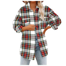 Dame Oversized Ternet Flannel Jakke Rød XXL
