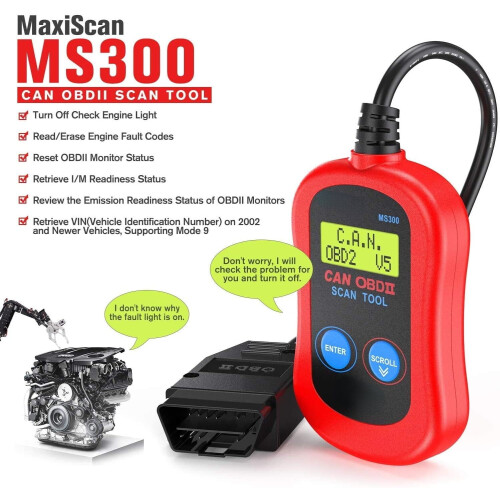 MS300OBD2Scanner Code Reader, Απενεργοποίηση λυχνίας ελέγχου κινητήρα, Ανάγνωση και διαγραφή 1