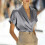 Blazer uni pour femme à revers cranté et manches courtes 6