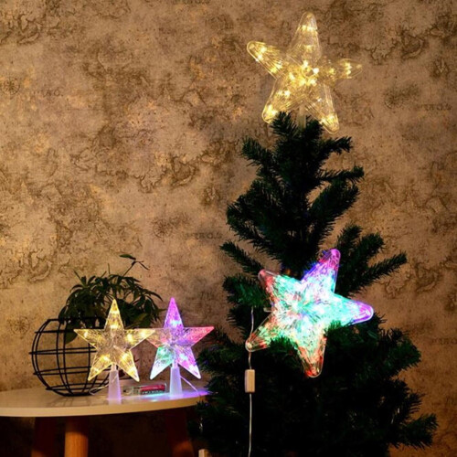 Christmas Tree Topper Lights Plastic Warm White 2 Pcs