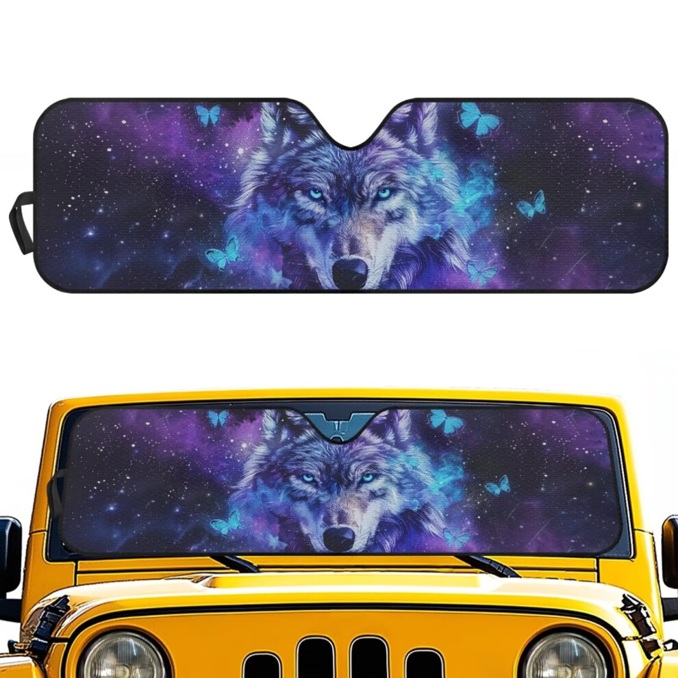 Galaxy Butterfly Wolf Windshield Sun Shade For 2018-2025 Jeep Wrangler Jl & 2020-2025 Gladiator Â Uv-Blocking, With Storage Bag 9422877504176