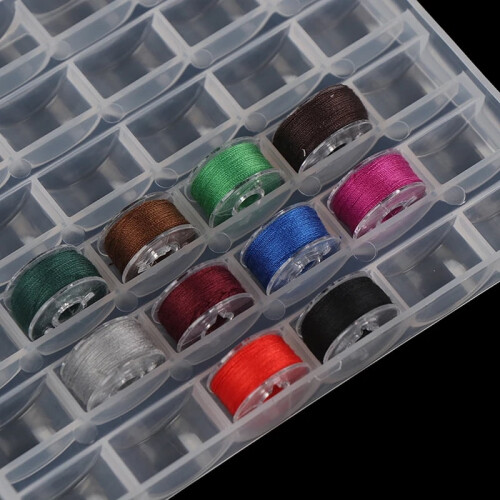 1pc 25 Spools Empty Bobbins Storage Box Sewing Accessories Tools Plastic Sewing Machine Bobbin Case Knitting Needle Organizer 1