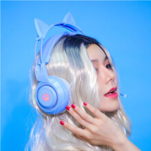 Kids Headphones with Mic, Wired Esports Headset, Noise-Cancelling & Lightweight, Compatible with PC/Tablet/Phone, Blue