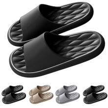 Sandalias de ducha de EVA para mujeres y hombres con estampado de rombos y suela gruesa.
