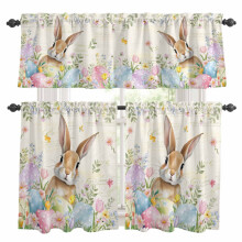 Easter Rabbit Kitchen Curtains and Valances Set Beige