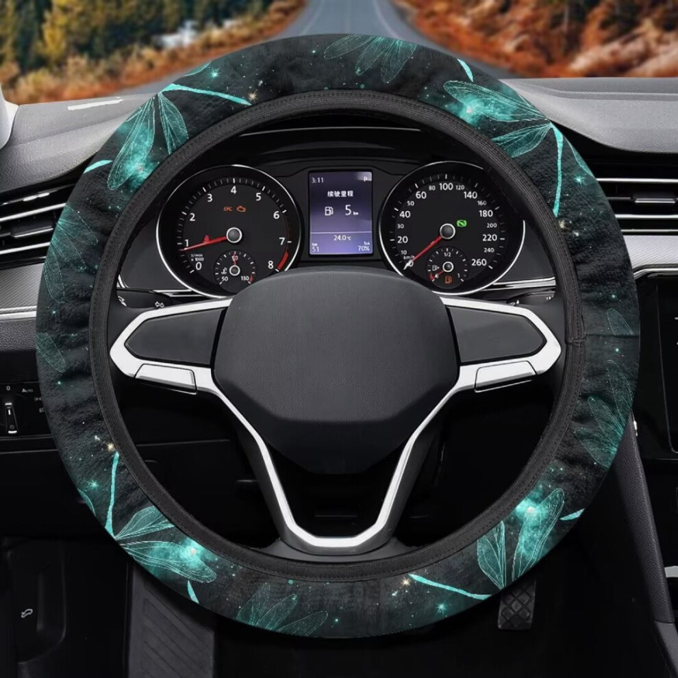 Dragonfly 15" Fuzzy Steering Wheel Cover Â Compatible With Most Vehicles, Easy Install, Winter Car Decor Gift 9399596716527