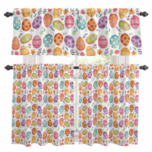 Easter Eggs Kitchen Curtains and Valances Set Purple Orange