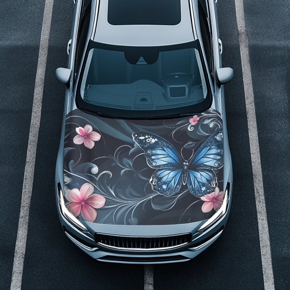 Butterfly Floral Car Hood Cover Polyester Quick-Dry Washable 9180435756312