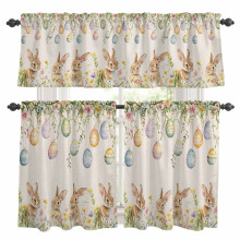 Easter Rabbit Kitchen Curtains and Valances Set Linen