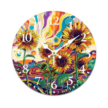 Horloge murale tournesol aquarelle silencieuse Ă piles