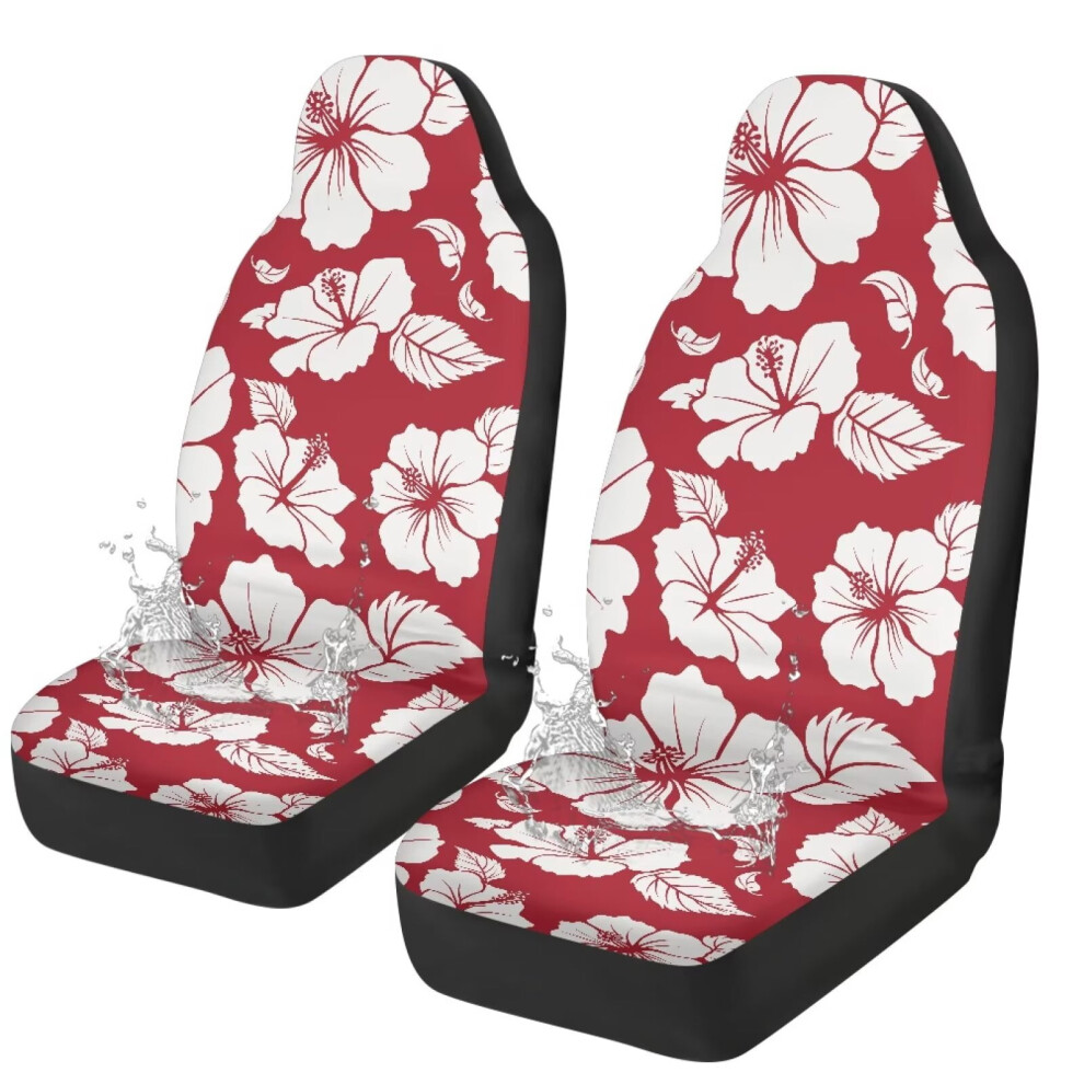 Hibiscus Waterproof Car Seat Covers Front Seats Set Of 2 Red 9180435754134