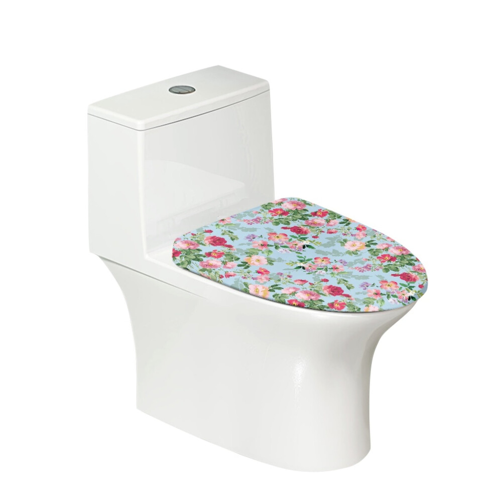 Floral Print Toilet Lid Cover Universal Fit Elastic 9180435719416
