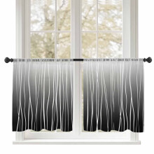 Sheer Curtains 52"x54", Black Wave Gradient on White, Minimalist Abstract Texture, Light Filtering, Rod Pocket, Voile Drapes (2 Panels)