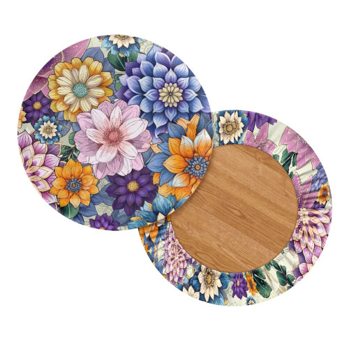 Κάλυμμα σκαμπό μπαρ με boho μάνταλα σε floral σχέδιο 14-16 ιντσών, 2 τεμάχια 1