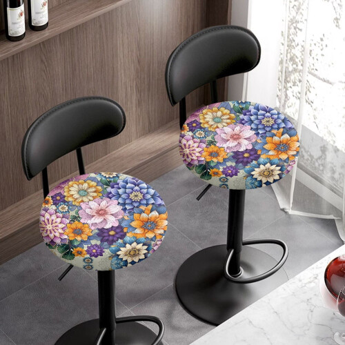 Κάλυμμα σκαμπό μπαρ με boho μάνταλα σε floral σχέδιο 14-16 ιντσών, 2 τεμάχια 2