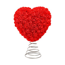 1PC Valentine's Tree Topper – Rose Heart Decor, 10/12" Artificial Roses, for Home, Wedding, Party (Compatible with Standard Tree Stems)